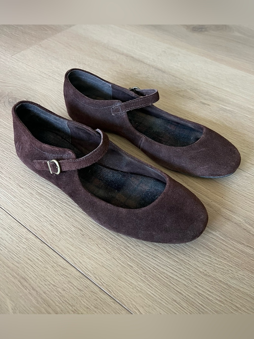 Born - Brown Suede Mary Jane Ballet Flats